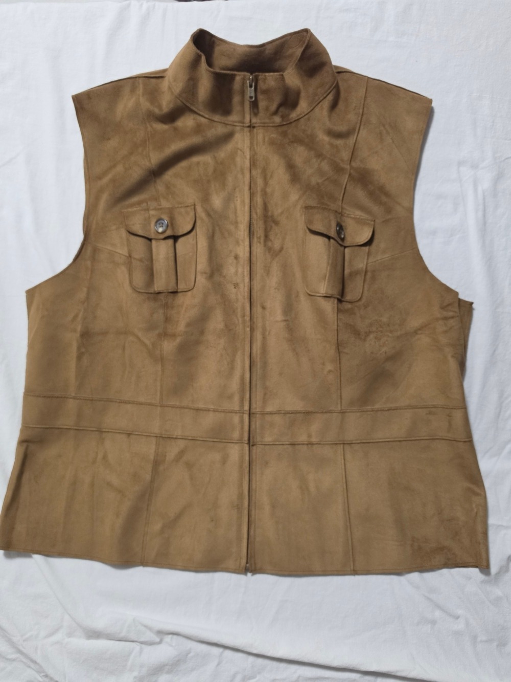 Ralph Lauren Tan Suede Zip Front Vest 2X